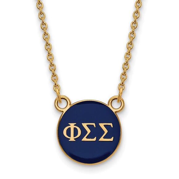 14K Plated Silver Phi Sigma Sigma Small Enamel Necklace - Picture 1 of 6
